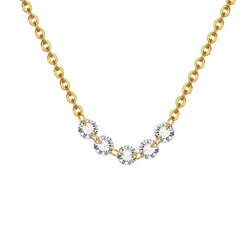 Wholesale Stainless Steel White Zirconia Gold Necklace