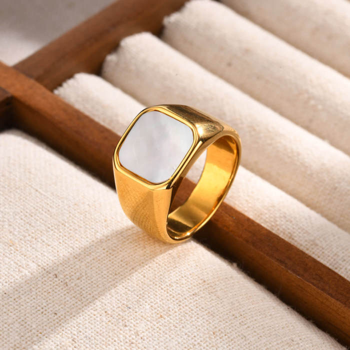 Wholesale Stainless Steel Mother of Pearl Ring