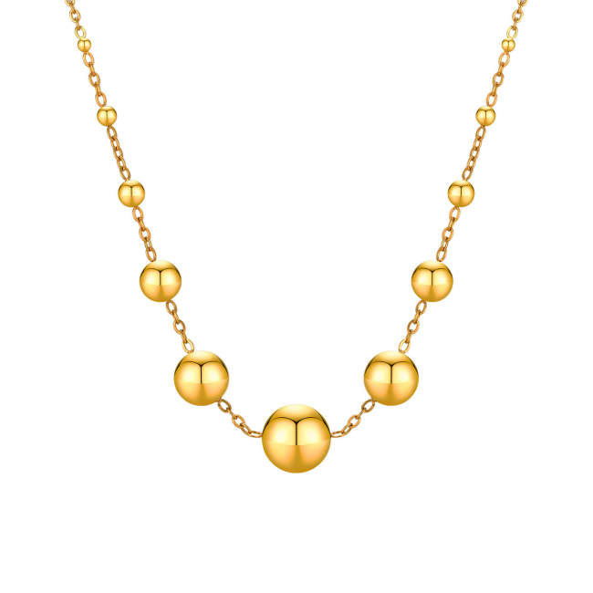 Wholesale Stainless Steel Balls Gold Necklace