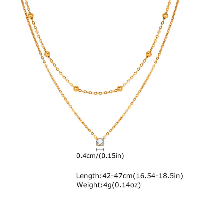 Wholesale Stainless Steel Zirconia Stacking Necklace