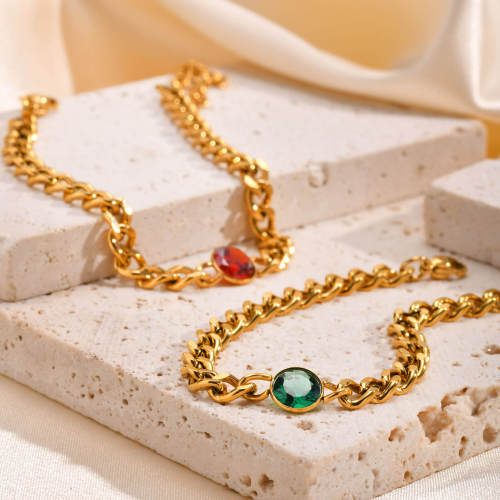 Wholesale Stainless Steel Cuban Chain Zirconia Bracelet