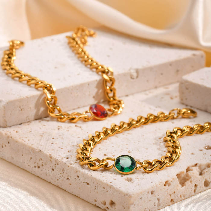 Wholesale Stainless Steel Cuban Chain Zirconia Bracelet