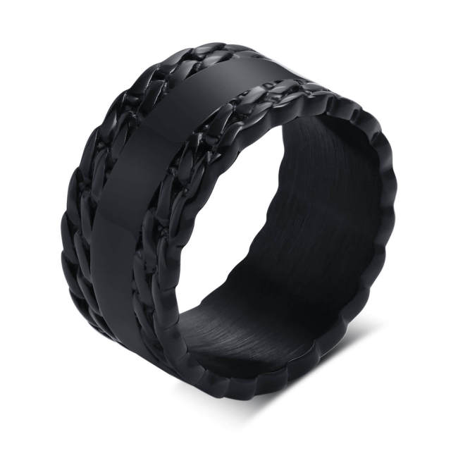 Wholesale Stainless Steel Mens Black Ring