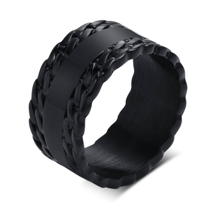 Wholesale Stainless Steel Mens Black Ring