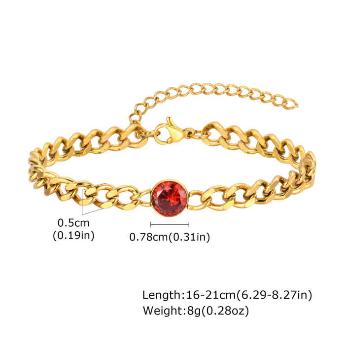 Wholesale Stainless Steel Cuban Chain Zirconia Bracelet