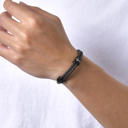 Wholesale Cross Braided Leather Bracelet