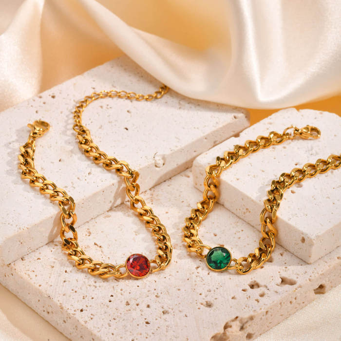 Wholesale Stainless Steel Cuban Chain Zirconia Bracelet