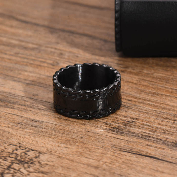 Wholesale Stainless Steel Mens Black Ring