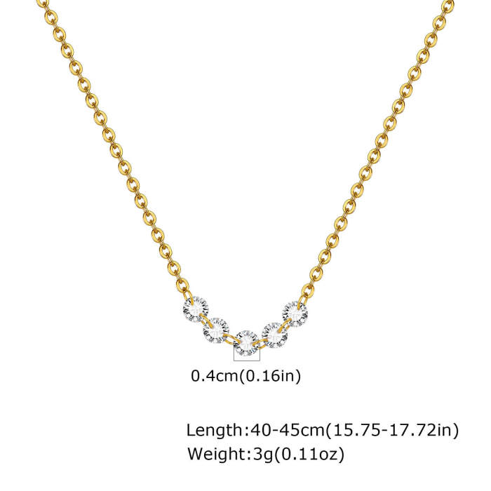 Wholesale Stainless Steel White Zirconia Gold Necklace