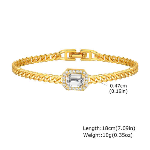 Wholesale Copper Square Green Zirconia Bracelet