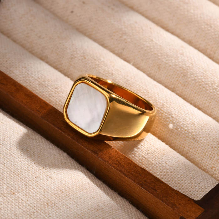 Wholesale Stainless Steel Mother of Pearl Ring