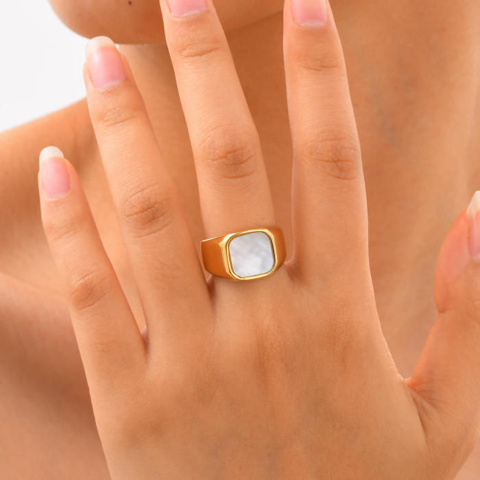 Wholesale Stainless Steel Mother of Pearl Ring