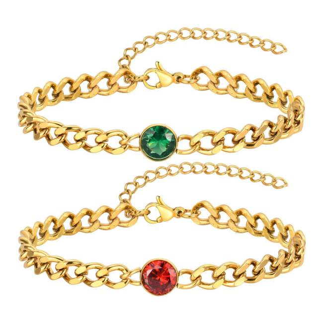 Wholesale Stainless Steel Cuban Chain Zirconia Bracelet