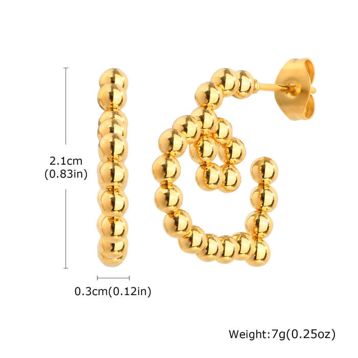 Wholesale Stainless Steel Beaded Heart Earrings