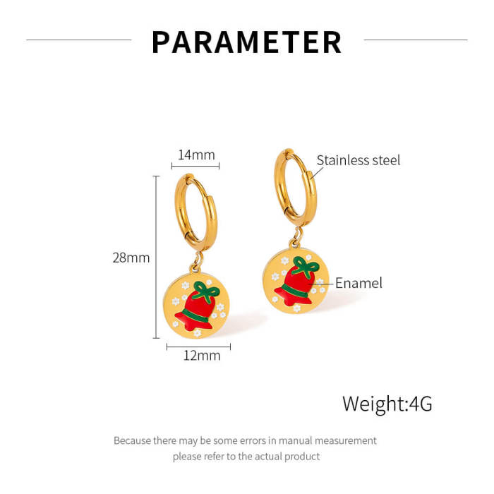 Wholesale Stainless Steel Christmas Bell Earrings
