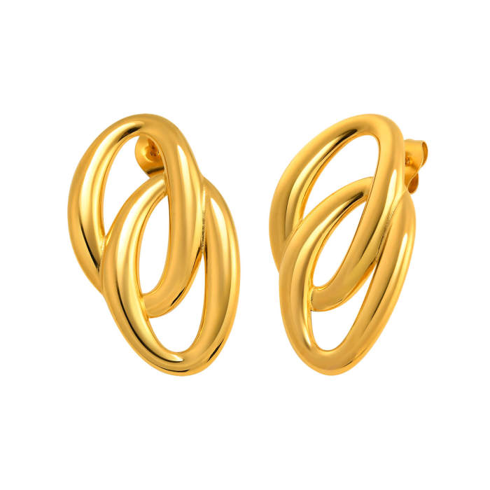 Wholesale Stainless Steel Double Oval Earrings
