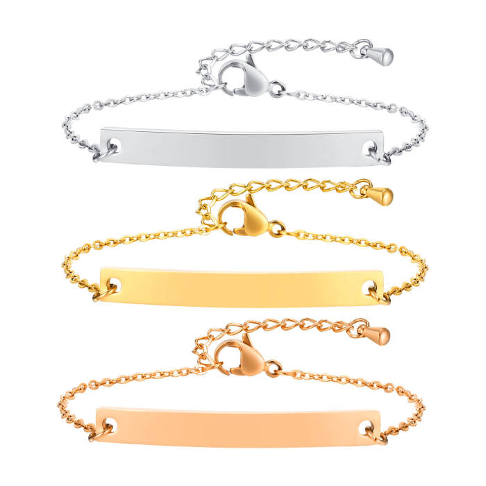 Wholesale Stainless Steel Blank Tag Thin Bracelet