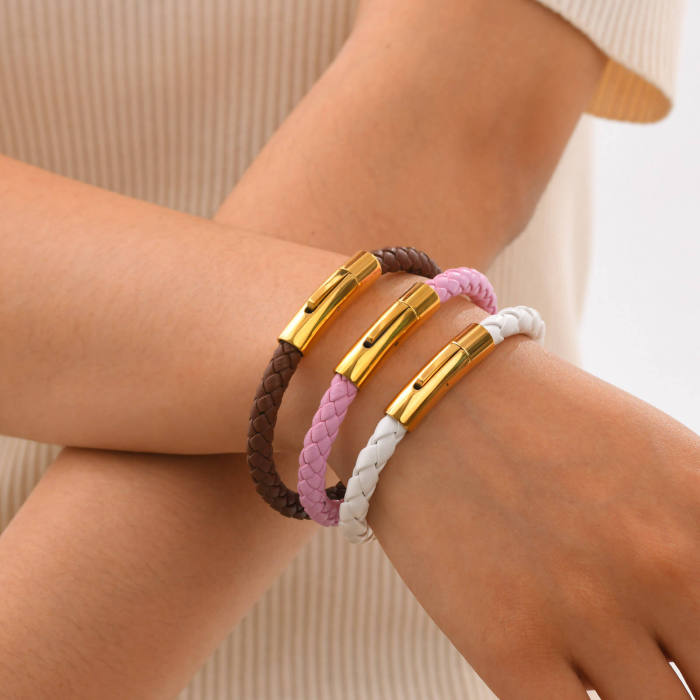 Wholesale Stainless Steel Leather Bracelet for Women