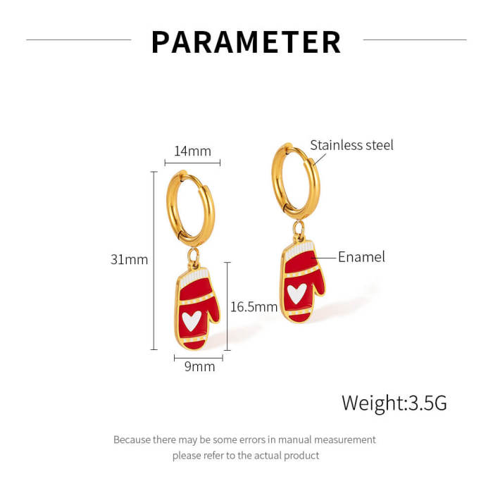 Wholesale Stainless Steel Christmas Glove Earrings