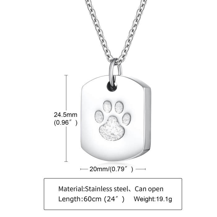 Wholesale Stainless Steel Dog Paw Urn Pendant
