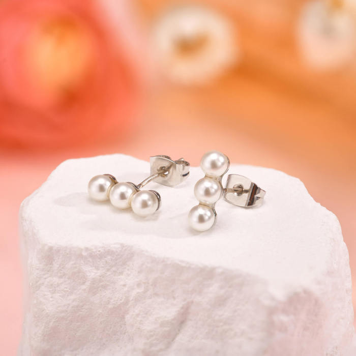 Wholesale Copper Imitation Pearl Earrings