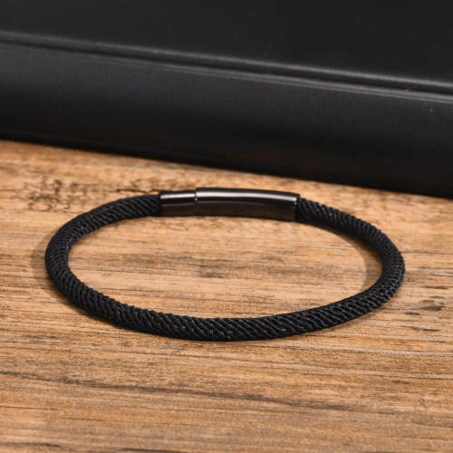 Stainless Steel Black Milanese Rope Bracelet