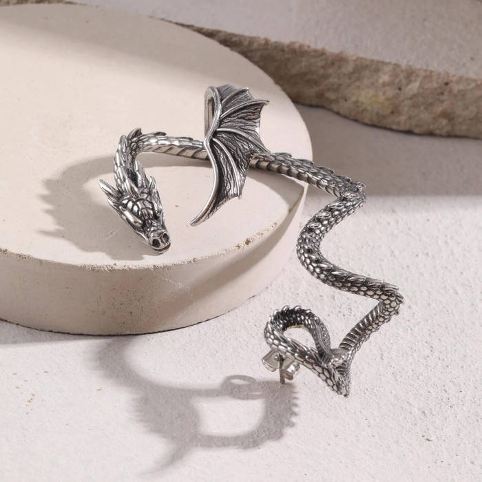 Wholesale Stainless Steel Flaming Dragon Left Earring