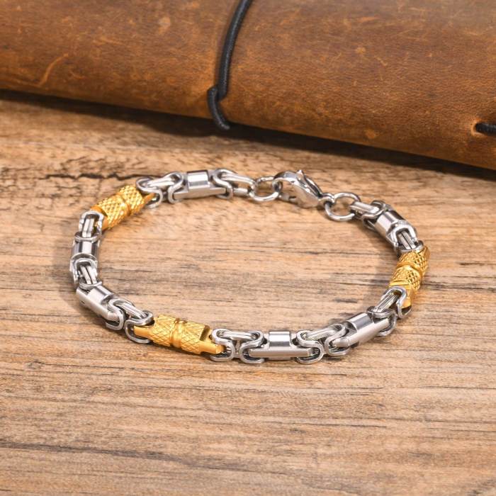Wholesale Stainless Steel Byzantine Chain Bracelet