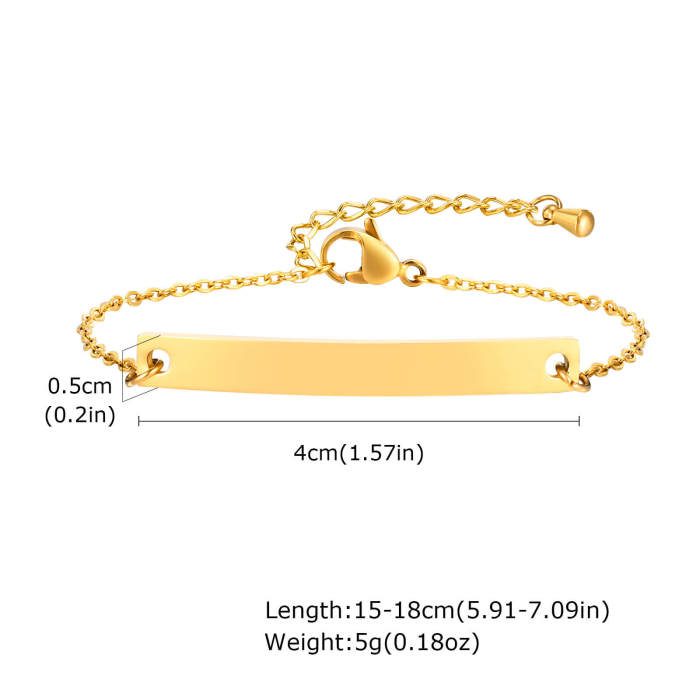Wholesale Stainless Steel Blank Tag Thin Bracelet
