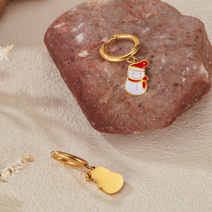 Wholesale Stainless Steel Christmas Snowman Earrings