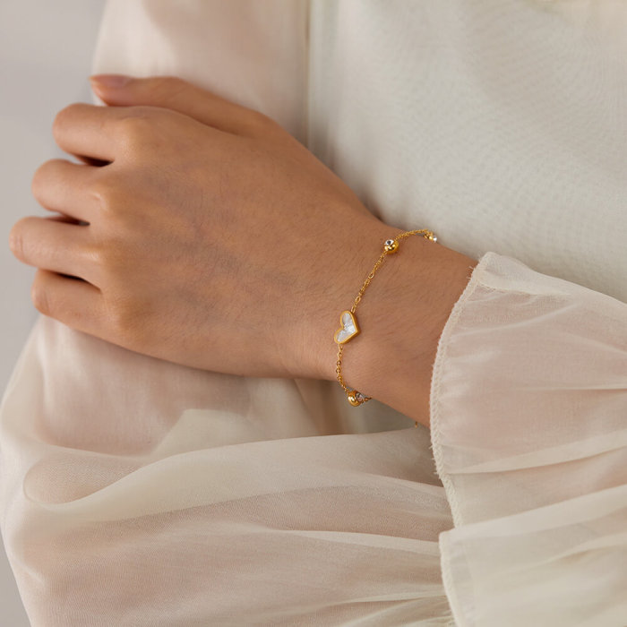 Wholesale Stainless Steel Heart Zirconia Bracelet