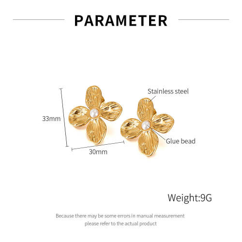 Wholesale Stainless Steel Petal Pearl Earrings