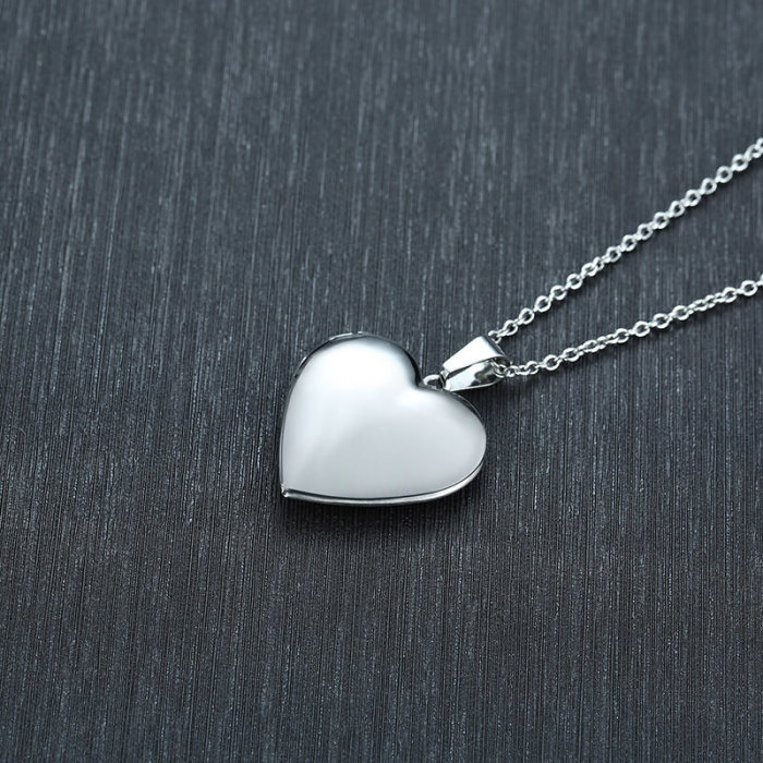 Stainless Steel Heart Photo Locket Necklace