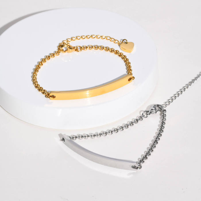 Wholesale Stainless Steel Blank Curved Tag Bracelet
