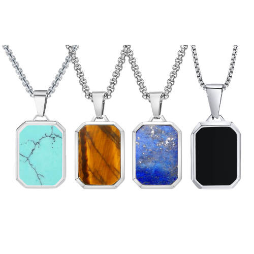 Wholesale Stainless Steel Men Pendant with Stone