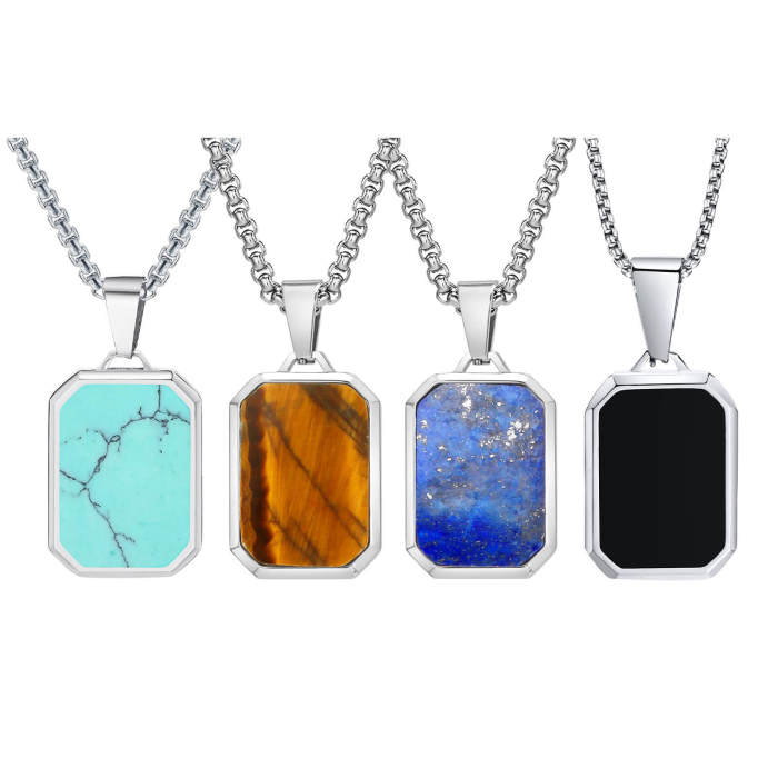 Wholesale Stainless Steel Men Pendant with Stone