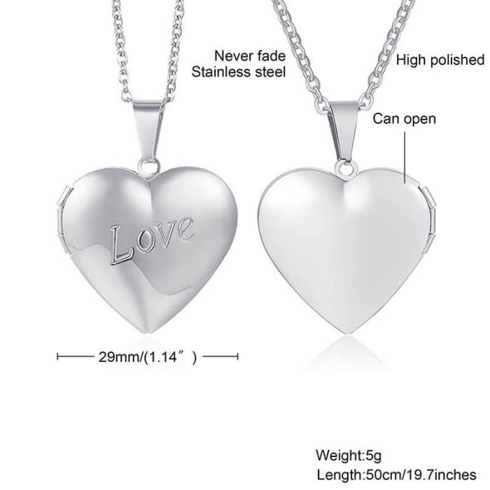 Wholesale Stainless Steel Heart Photo Locket Pendant