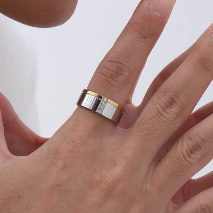 Wholesale Stainless Steel 4 Zirconia Band Ring