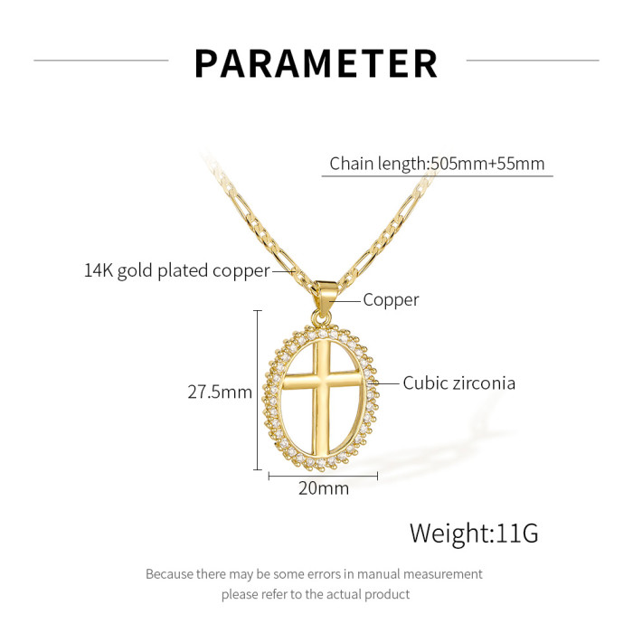 Wholesale Women Copper Zirconia Cross Necklace