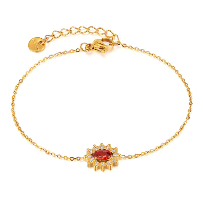 Wholesale Stainless Steel Bracelet with Red CZ