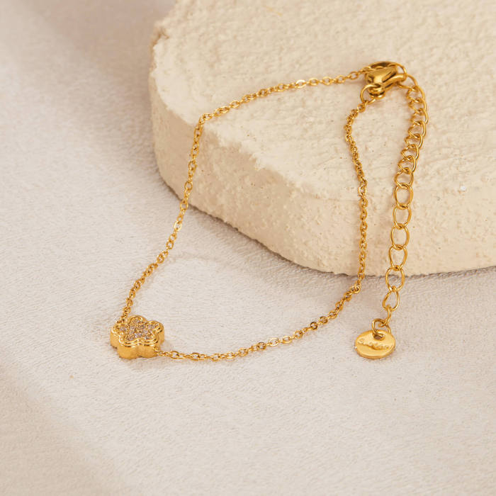 Wholesale Stainless Steel Five Leaf Flower Bracelet