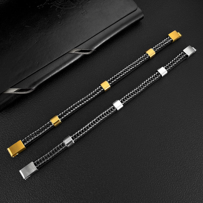Wholesale Double Braided Leather Bracelet