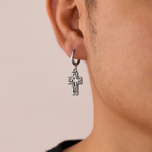 Wholesale Stainless Steel Cross Hip Hop Earrings