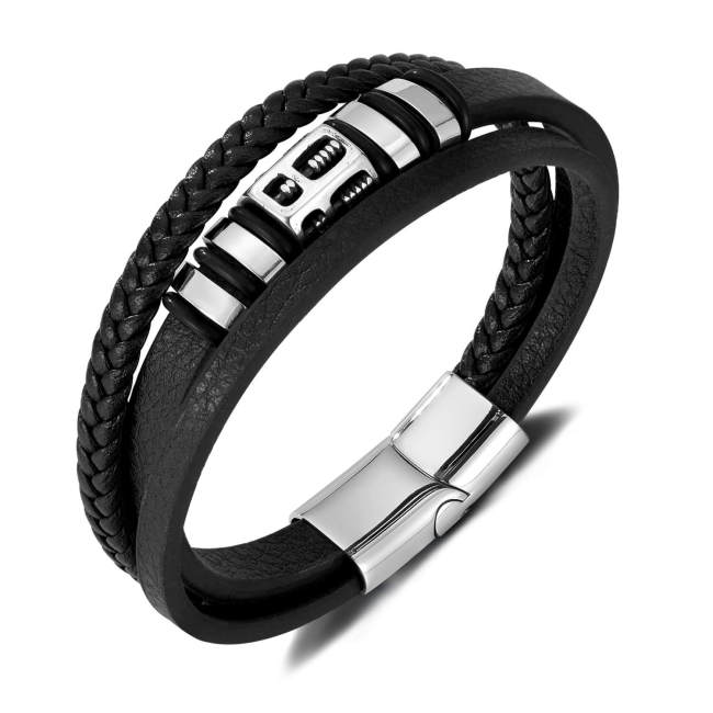 Wholesale Leather Bracelet with Steel Beads