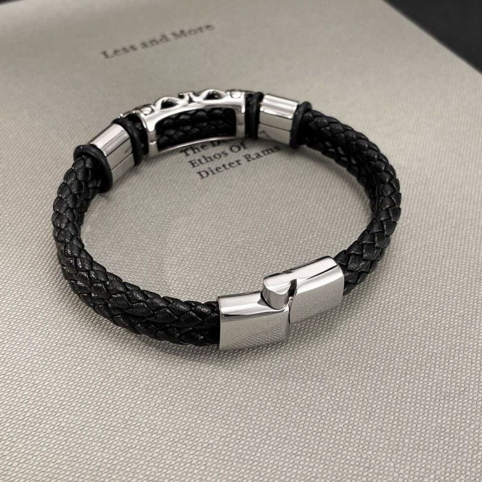 Wholesale Stainless Steel Leather Bracelet