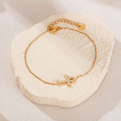 Wholesale Stainless Steel Zircon Cross Bracelet