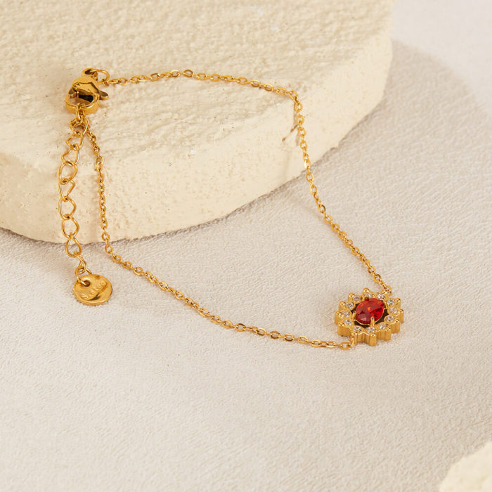 Wholesale Stainless Steel Bracelet with Red CZ