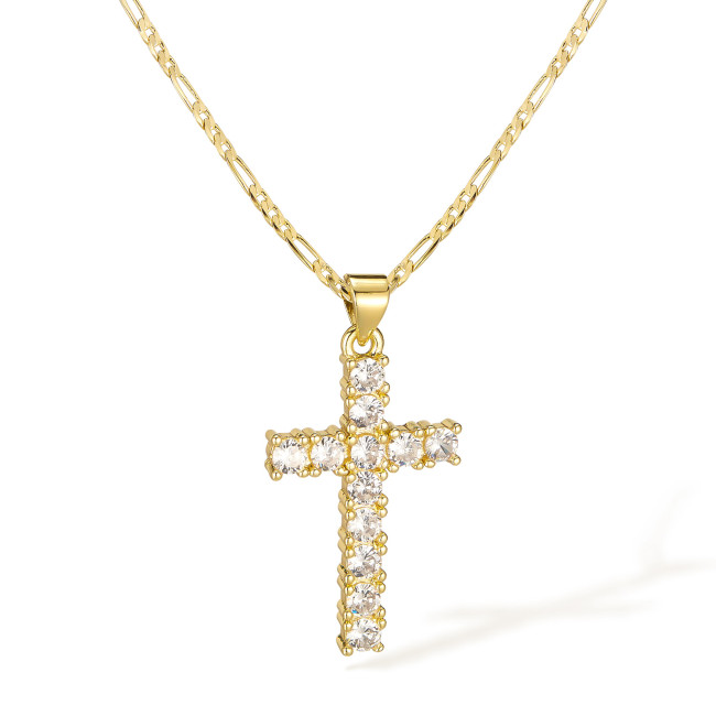 Wholesale Copper CZ Cross Necklace