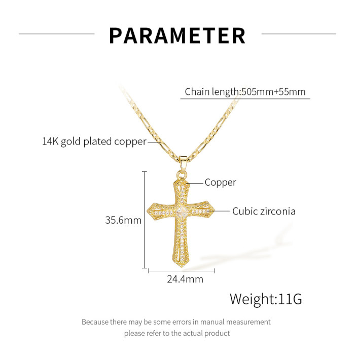 Wholesale Copper Gold Plated Cross Necklace