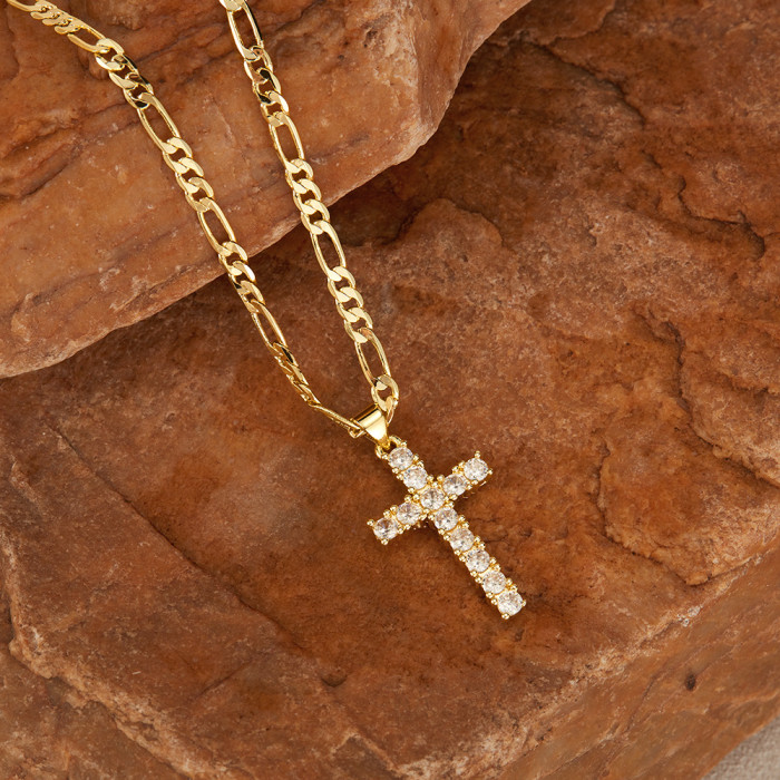 Wholesale Copper CZ Cross Necklace